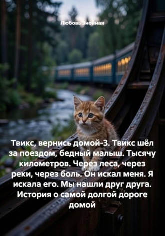 Обложка книги «Твикс, вернись домой-3. Твикс шёл за поездом, бедный малыш. Тысячу километров. Через леса, через реки, через боль. Он искал меня. Я искала его. Мы нашли друг друга. История о самой долгой дороге домой»