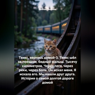 Обложка книги «Твикс, вернись домой-3. Твикс шёл за поездом, бедный малыш. Тысячу километров. Через леса, через реки, через боль. Он искал меня. Я искала его. Мы нашли друг друга. История о самой долгой дороге домой»