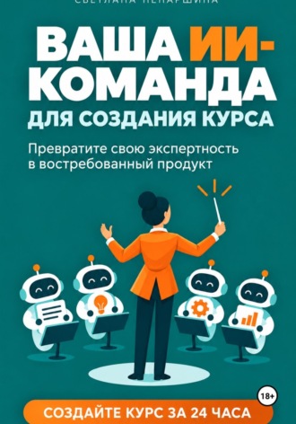 Обложка книги «ВАША ИИ-КОМАНДА ДЛЯ СОЗДАНИЯ КУРСА Как превратить свою экспертность в онлайн-курс за 24 часа»
