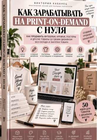 Обложка книги «Как зарабатывать на print-on-demand с нуля»