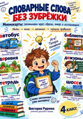 Обложка книги «Словарные слова без зубрежки. 4 класс»