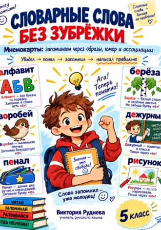 Обложка книги «Словарные слова без зубрежки 5 класс»