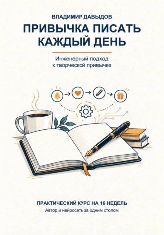 Обложка книги «Привычка писать каждый день. Практический курс на 16 недель. Автор и нейросеть за одним столом»