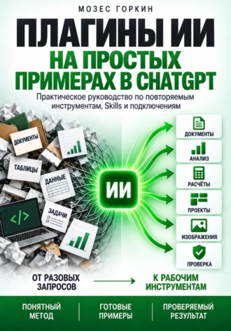 Обложка книги «Плагины ИИ на простых примерах в ChatGPT»