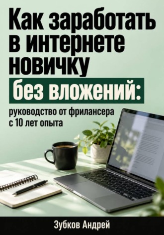 Обложка книги «Как заработать в интернете новичку без вложений: руководство от фрилансера с 10 лет опыта»
