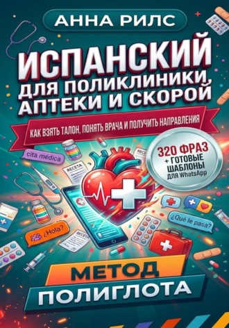 Обложка книги «ИСПАНСКИЙ ДЛЯ ПОЛИКЛИНИКИ, АПТЕКИ И СКОРОЙ. Как взять талон, понять врача и получить направления»