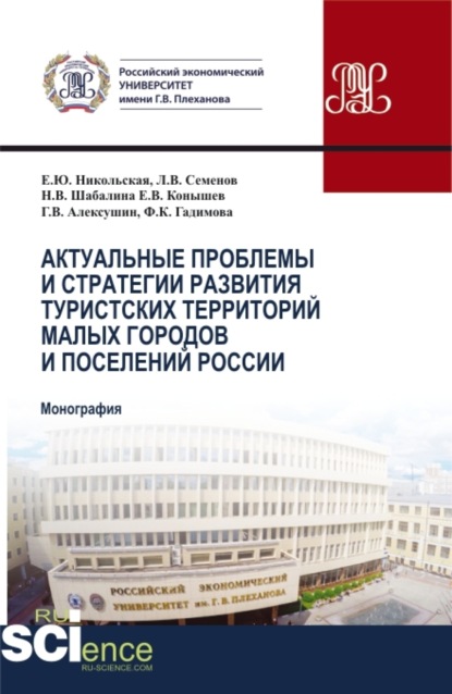 Елена Юрьевна Никольская — Актуальные проблемы и стратегия развития туристских территорий малых городов и поселений России. (Бакалавриат, Магистратура). Монография.