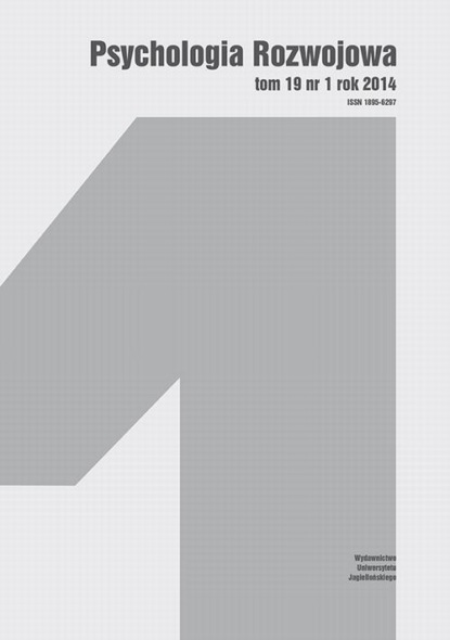 Psychologia Rozwojowa, t. 19 nr 1 rok 2014