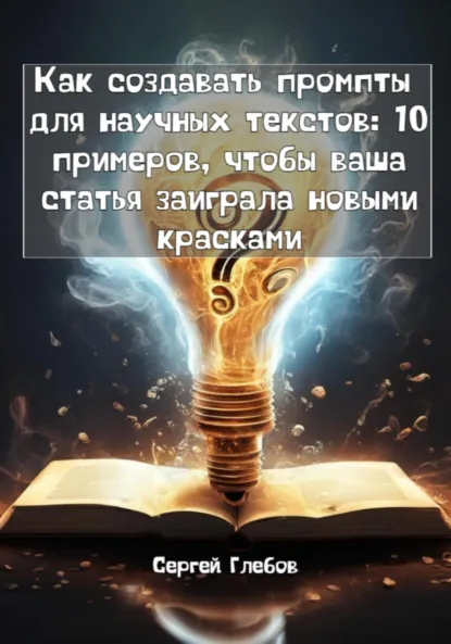 Обложка книги Как создавать промпты для научных текстов: 10 примеров, чтобы ваша статья заиграла новыми красками, Сергей Глебов