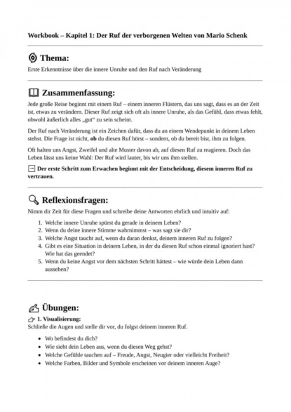 "Workbook – Das Arbeitsbuch zum Erwachen der verborgenen Welten"