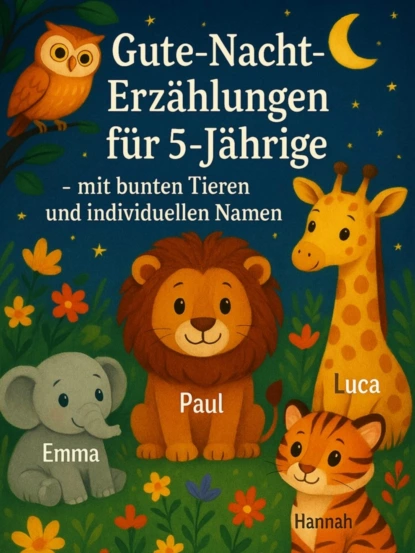 Gute-Nacht-Erzählungen für 5-Jährige – mit bunten Tieren und individuellen Namen