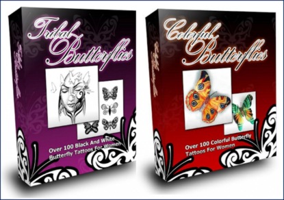 SCHMETTERLINGS TATTOO DESIGNS FÜR FRAUEN. Farbige Schmetterlinge und Tribal Schmetterlinge.