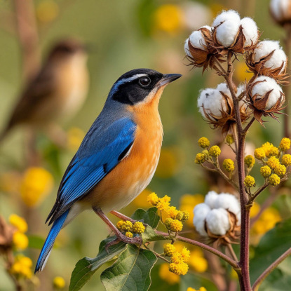 Соловей и хлопковый куст