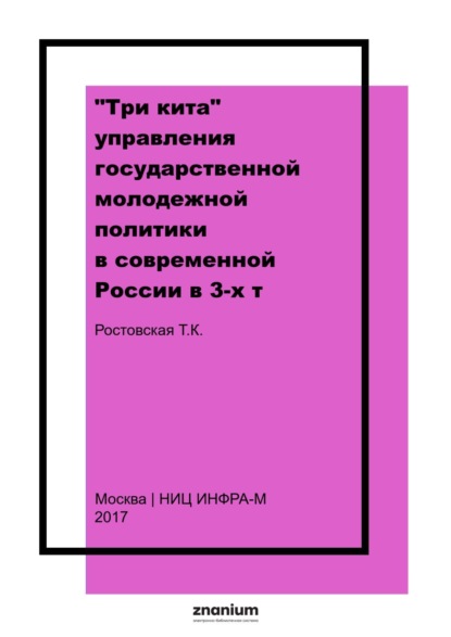 Керимовна Тамара Ростовская: «Три кита» управления государственной молодежной политики в современной России в 3-х т. Т.II: Развитие инфраструктуры, обеспечивающей реализацию государственной молодежной политики