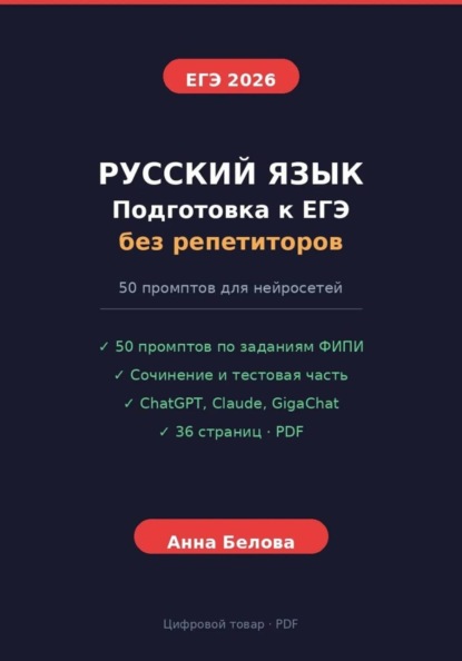 Русский язык ЕГЭ 2026: 50 промптов по заданиям ФИПИ