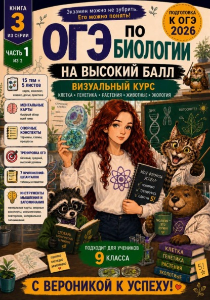 ОГЭ по биологии на высокий бал. Визуальный курс. Книга 3. Часть 1. из серии "К успеху с Вероникой"