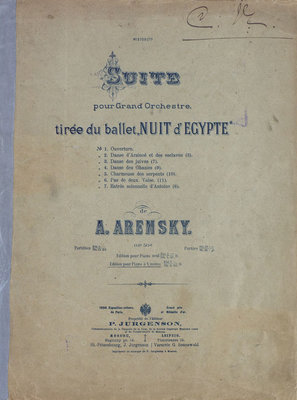 Suite pour grand Orchester tiree du ballet "Nuit d'Egypte" de A. Arensky