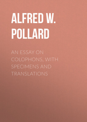 An Essay on Colophons, with Specimens and Translations