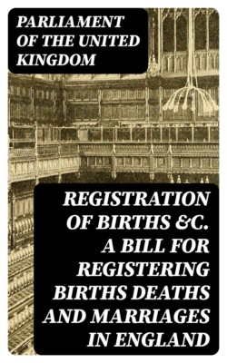 Registration of Births &c. A bill for registering Births Deaths and Marriages in England