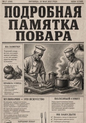 Подробная памятка повара