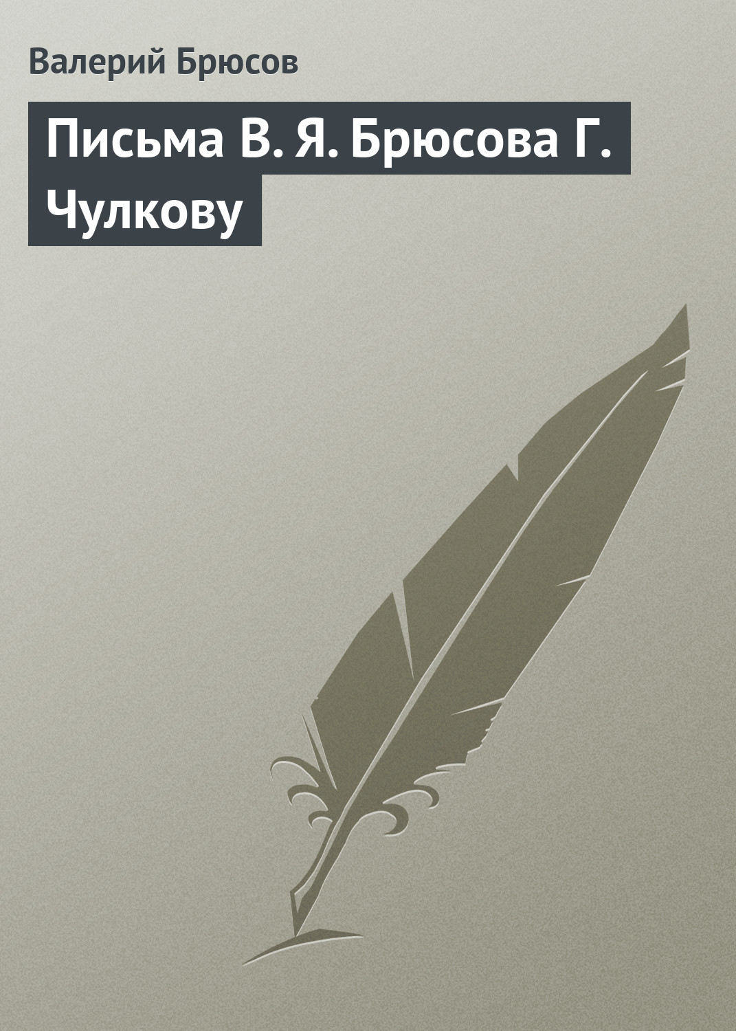 Обложка книги «Письма В. Я. Брюсова Г. Чулкову»