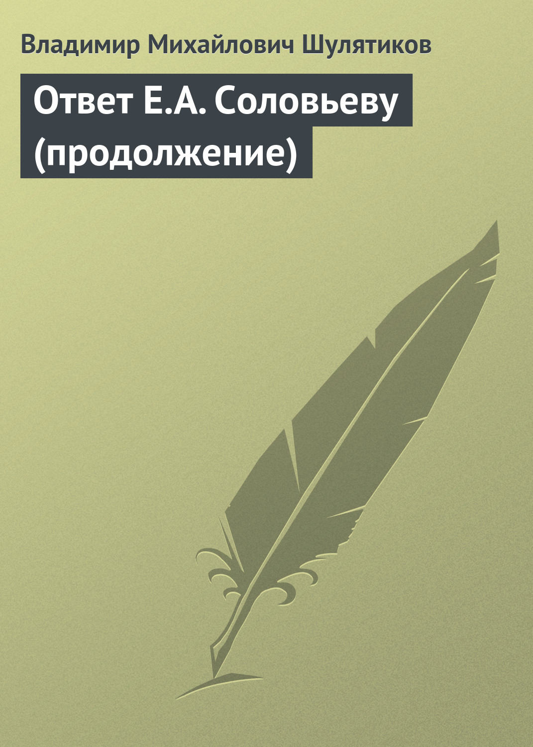 Обложка книги «Ответ Е.А. Соловьеву (продолжение)»