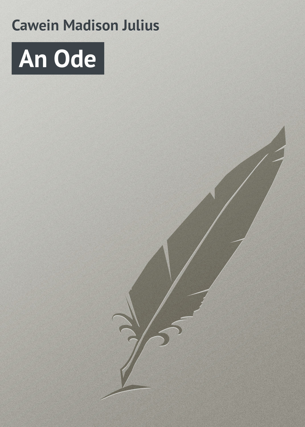 Обложка книги «An Ode»