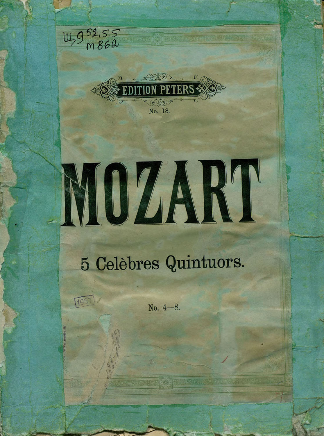 Обложка книги «Collection de Quintuors pour 2 Violons, 2 Violas et Violoncelle par W. A. Mozart»