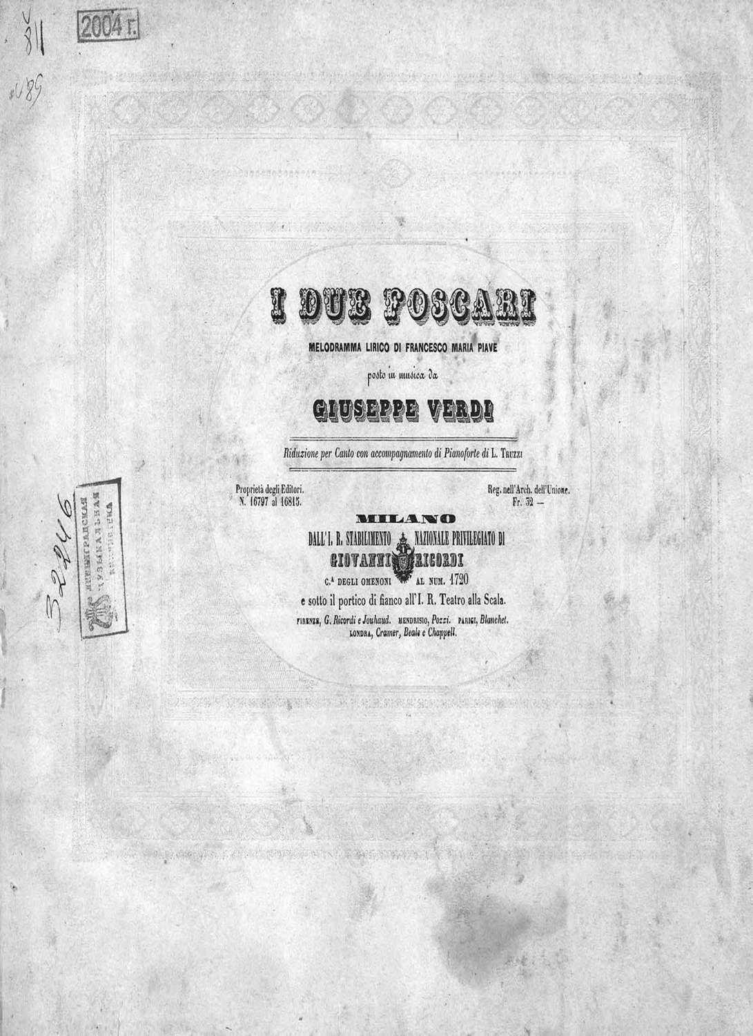 Обложка книги «Ti due Foscari»