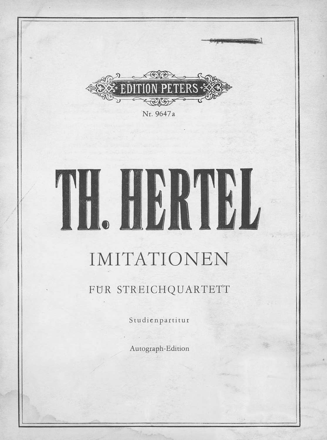 Обложка книги «Imitationen fur Streich quartett»