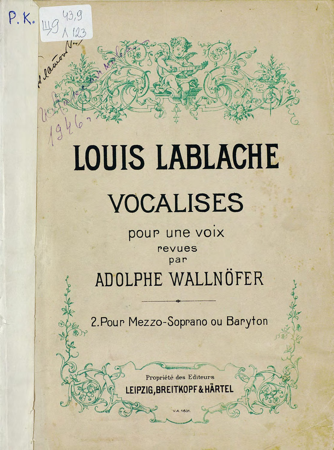 Обложка книги «Vocalises pour une voix rev par Ad. Wallnoffer»