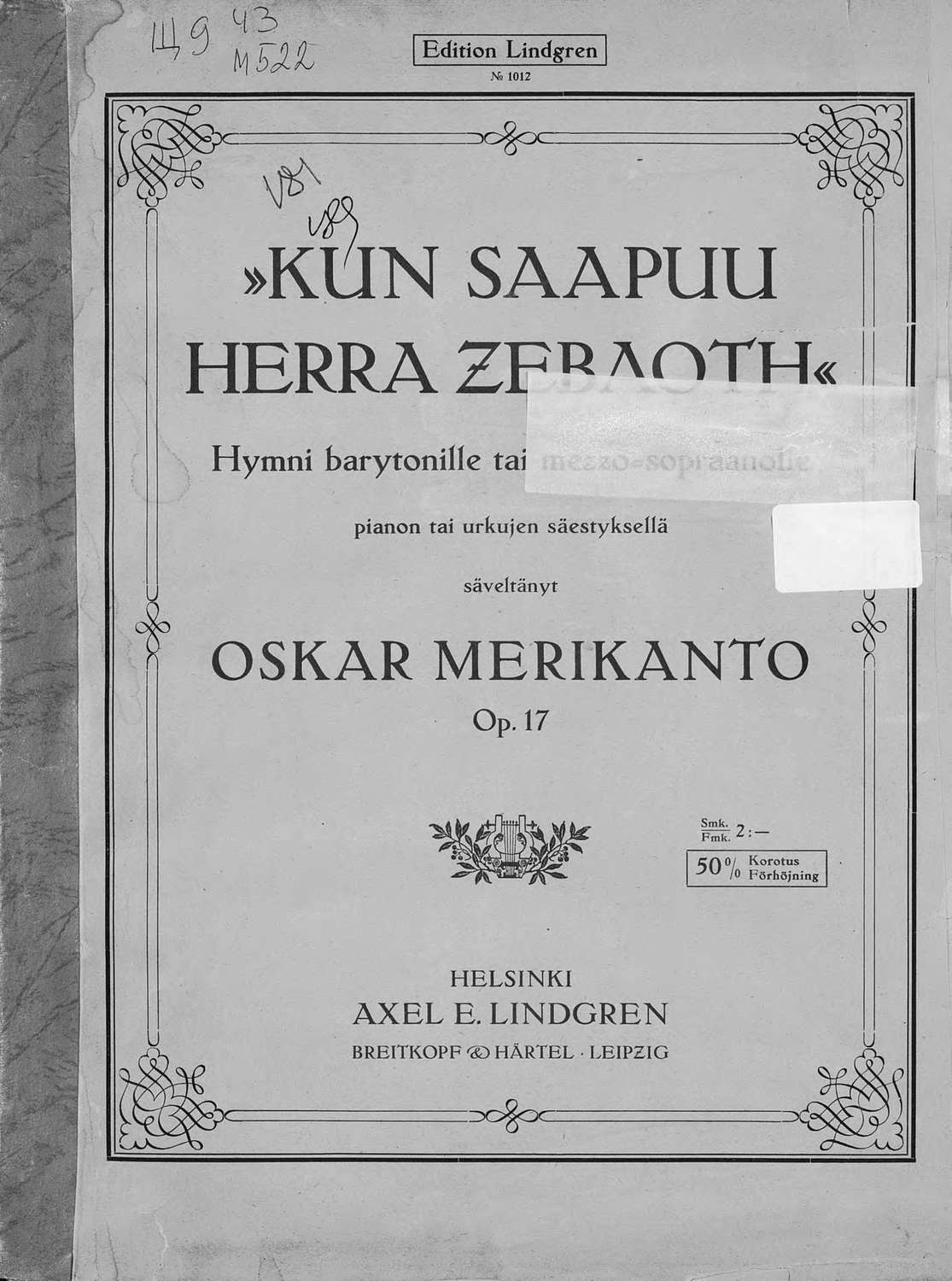 Обложка книги «Kun saapuu Herra Zebaoth»