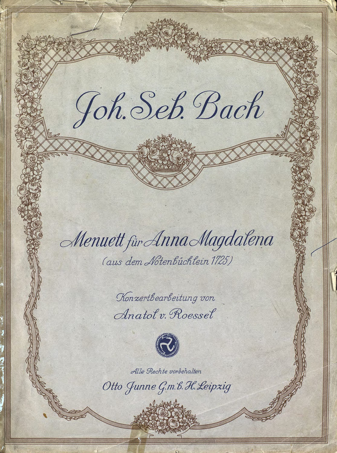 Обложка книги «Menuett fur "Anna Magdalena" (aus dem Notenbuchlein 1725)»