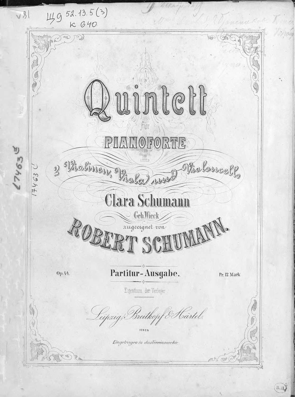 Обложка книги «Quintett fur Pianoforte, 2 Violinen, Viola und Violoncello von Robert Schumann»