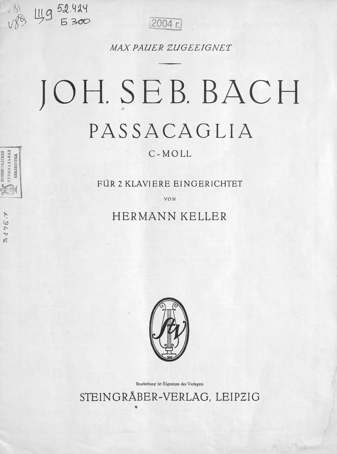 Обложка книги «Passacaglia c-moll»