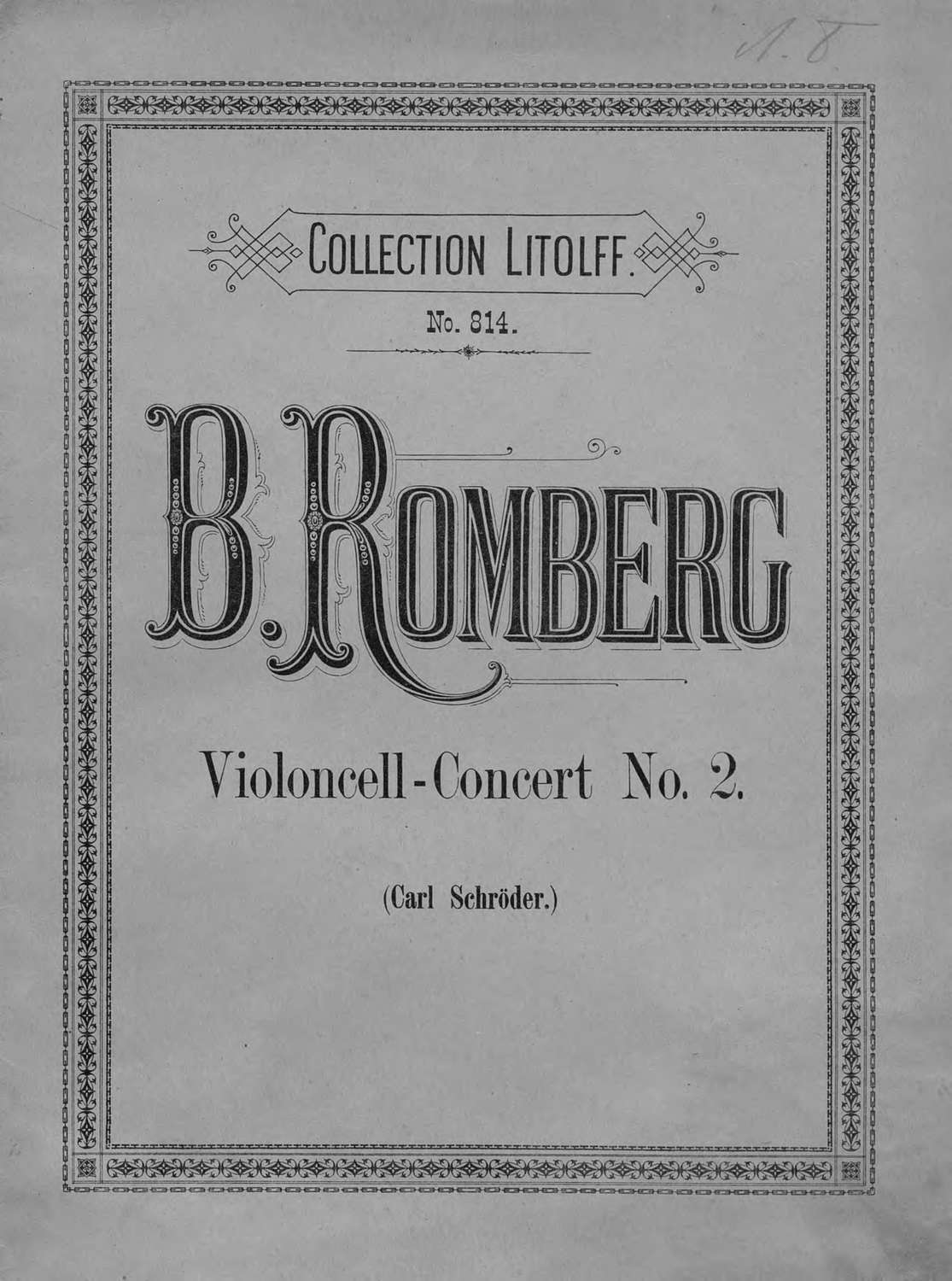 Обложка книги «Concert № 2 fur Violoncell mit Pianoforte-Begleitung von B. Romberg»