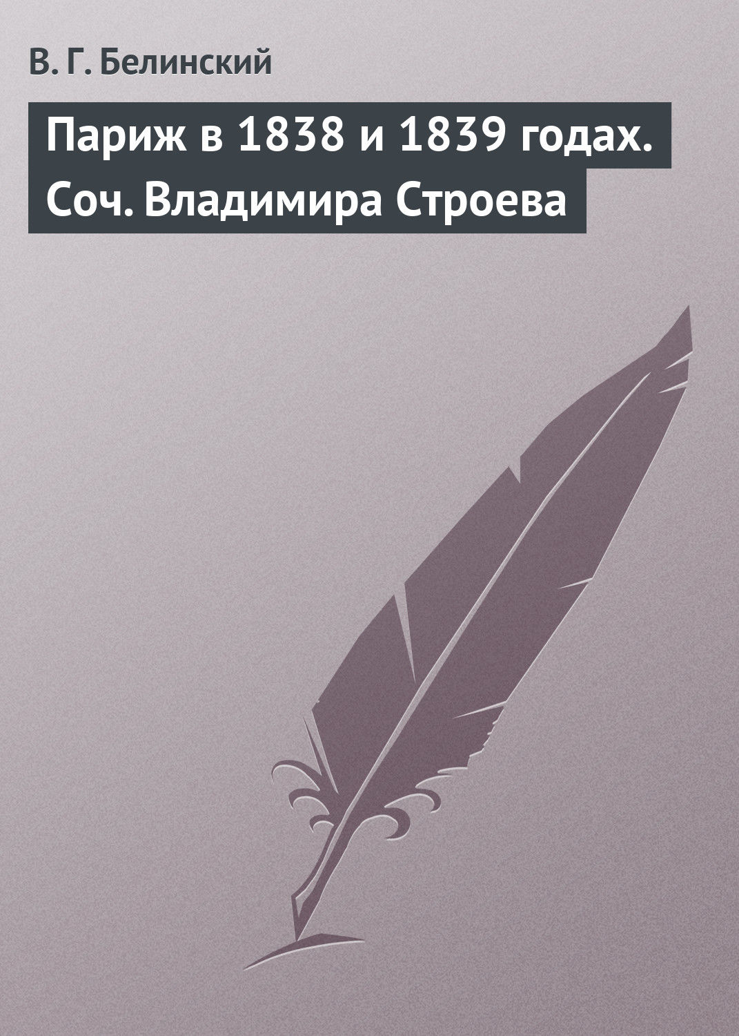 Обложка книги «Париж в 1838 и 1839 годах. Соч. Владимира Строева»