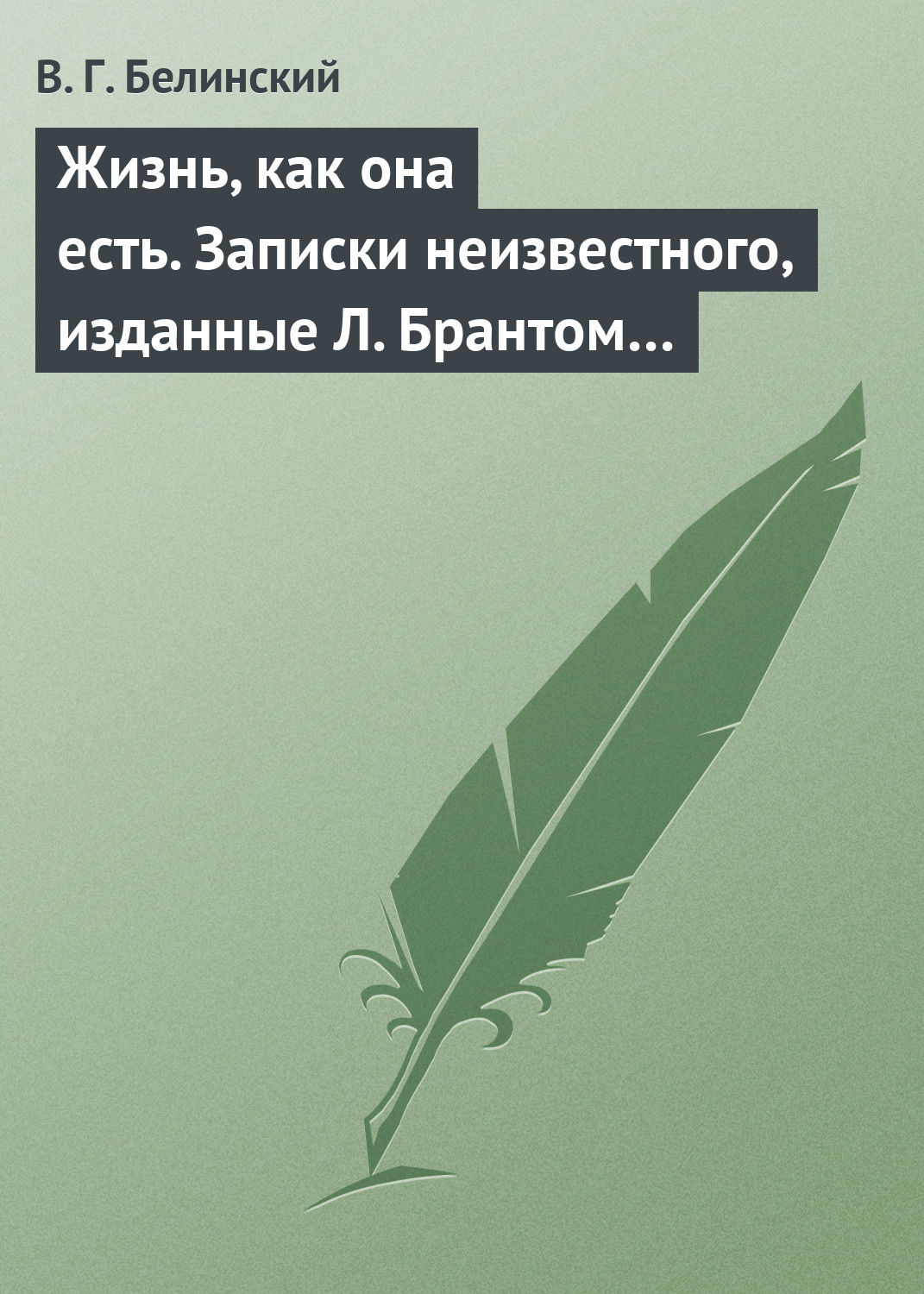 Обложка книги «Жизнь, как она есть. Записки неизвестного, изданные Л. Брантом…»