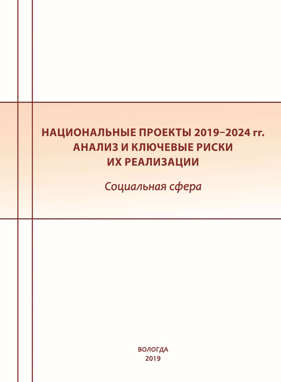 Обложка книги «Национальные проекты 2019–2024 гг. Анализ и ключевые риски их реализации. Социальная сфера»
