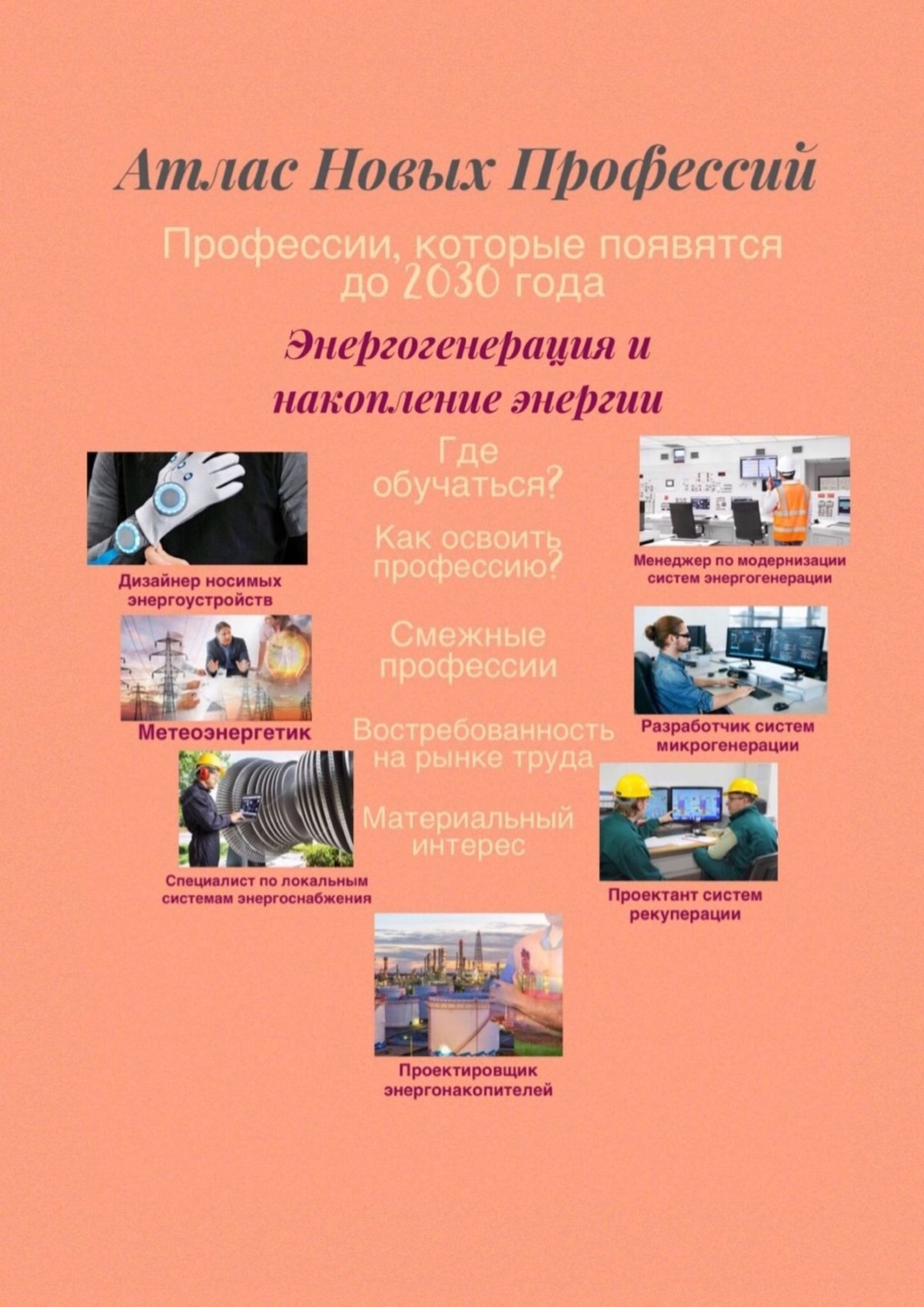Обложка книги «Атлас Новых Профессий. Энергогенерация и накопление энергии. Профессии, которые появятся до 2030 года»