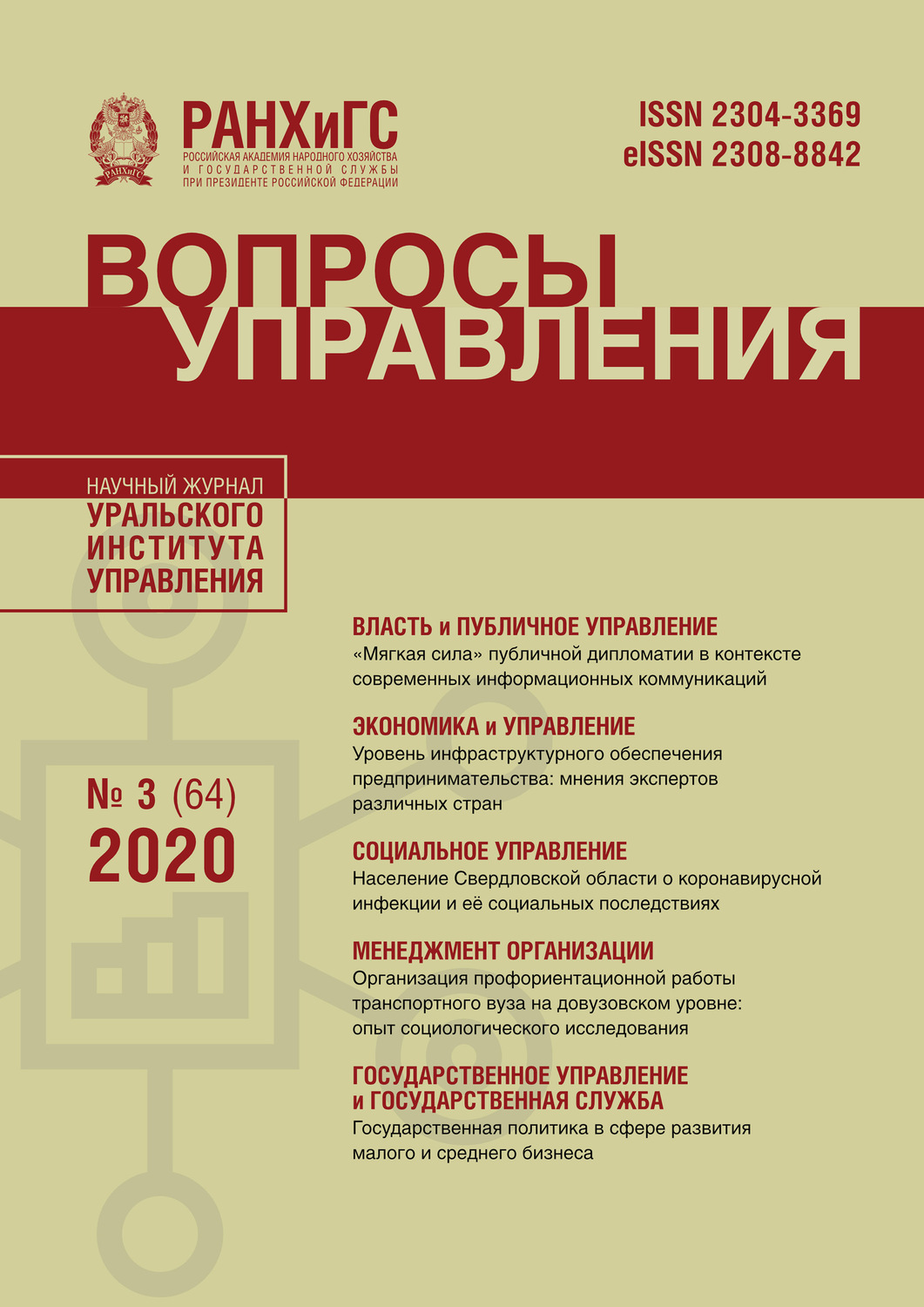 Обложка книги «Вопросы управления №3 (64) 2020»