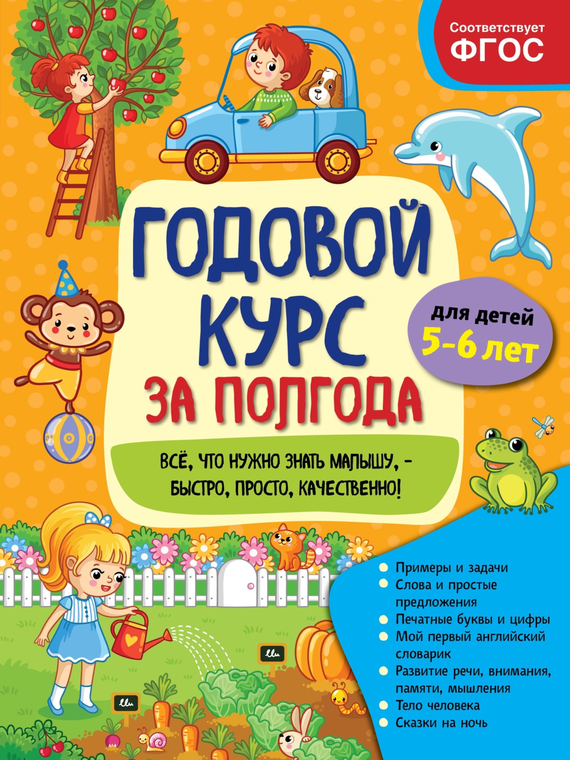 Обложка книги «Годовой курс за полгода. Для детей 5-6 лет»