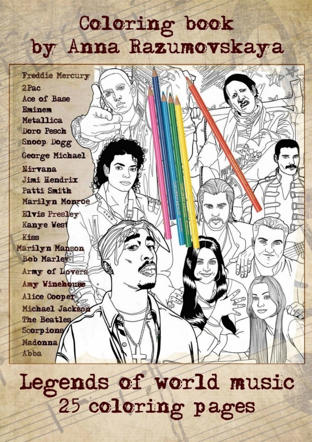 Обложка книги «Legends of world music. Coloring book»