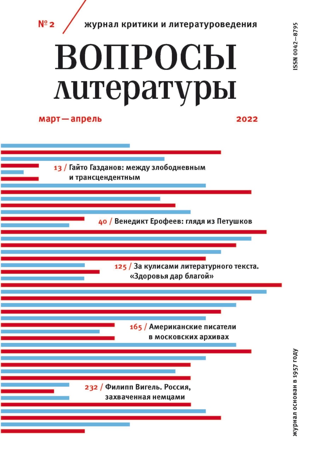 Обложка книги «Вопросы литературы № 2 Март – Апрель 2022»
