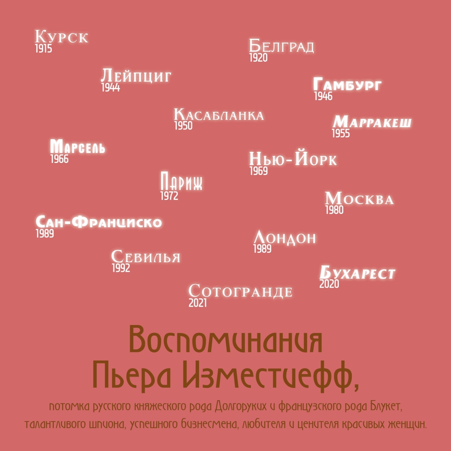Обложка книги «Воспоминания Пьера Изместиефф, потомка русского княжеского рода Долгоруких и французского рода Блукет, талантливого шпиона, успешного бизнесмена, любителя и ценителя красивых женщин»
