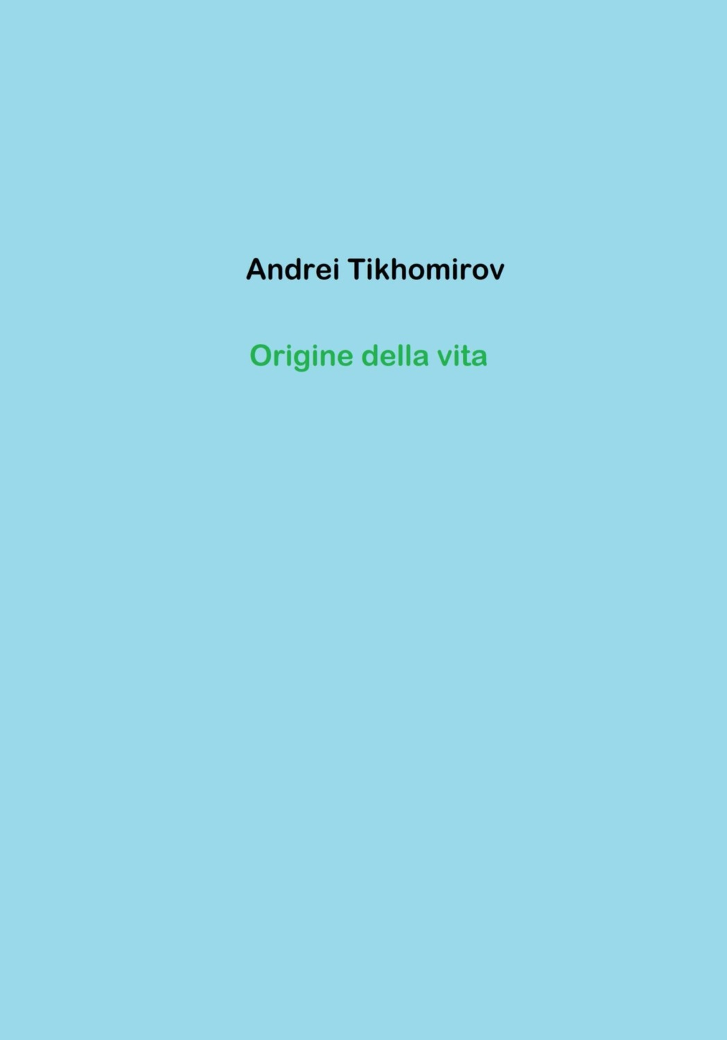Обложка книги «Origine della vita»