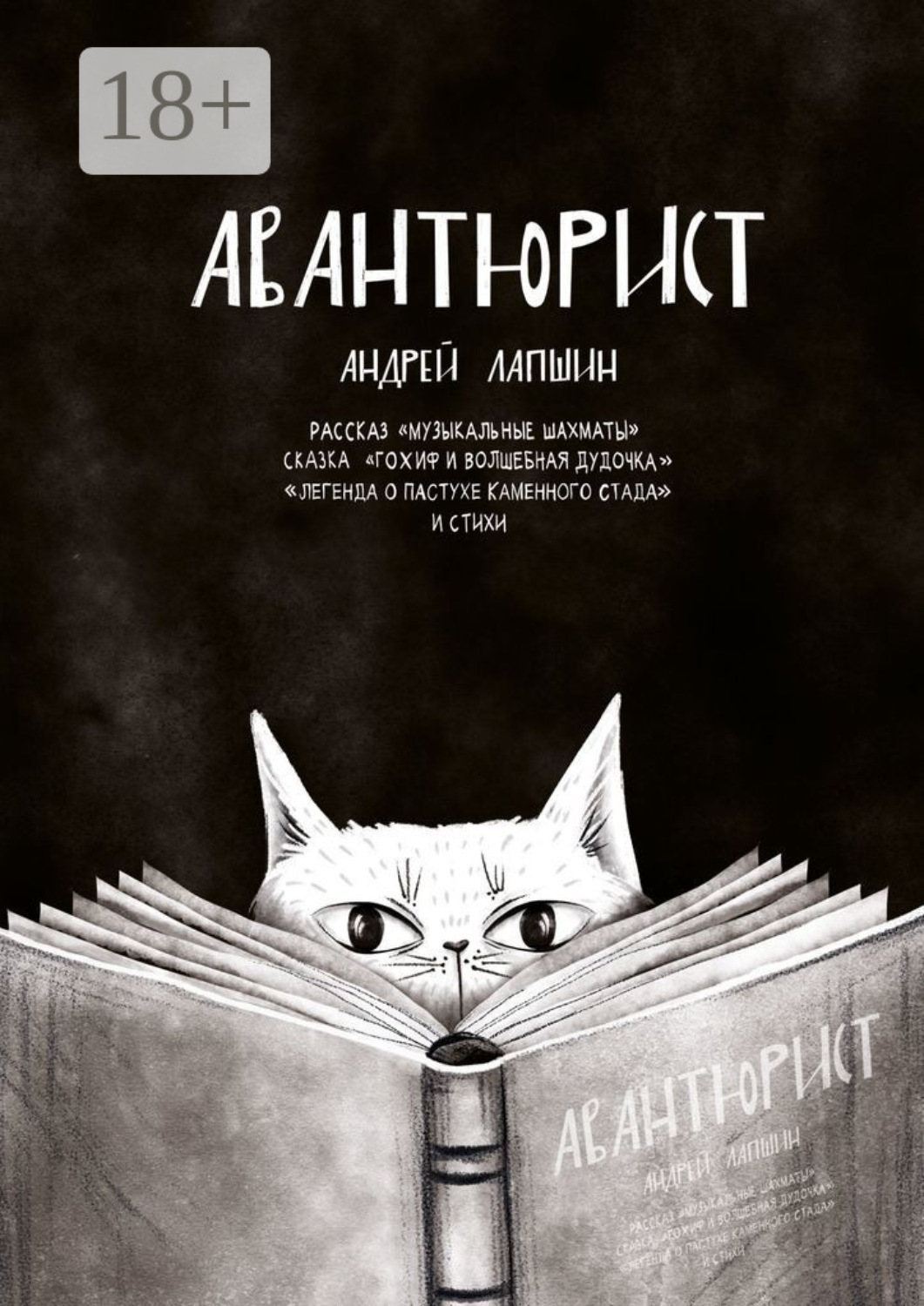 Обложка книги «Авантюрист. Рассказ «Музыкальные шахматы». Сказка «Гохиф и волшебная дудочка». «Легенда о пастухе каменного стада». И стихи»