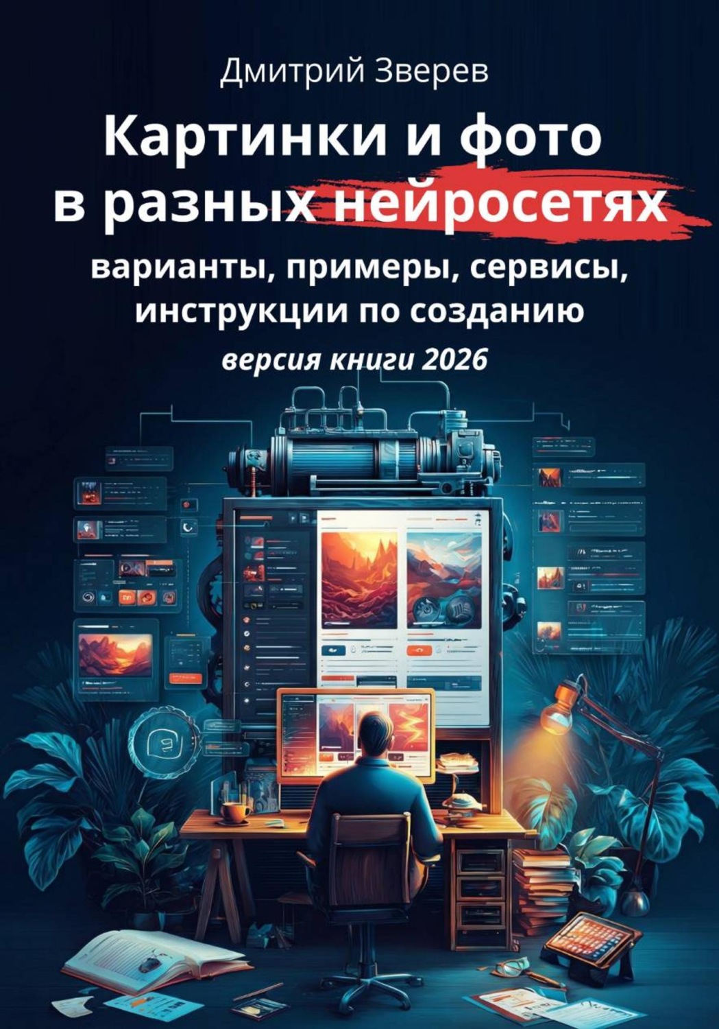 Обложка книги «Картинки и фото в разных нейросетях. Варианты, примеры, сервисы, инструкции по созданию. Версия 2026»