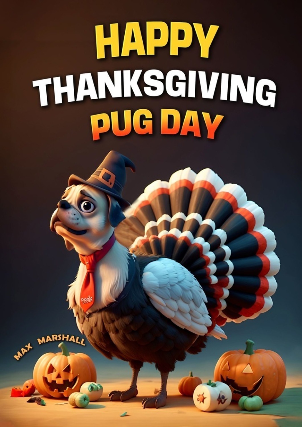 Обложка книги «Happy Thanksgiving Pug Day»