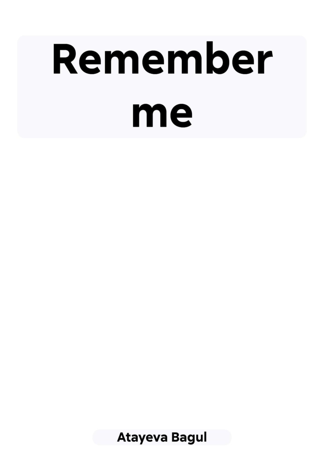 Обложка книги «Remember me»